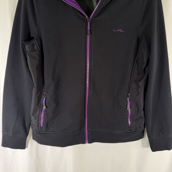 Lauren Ralph Lauren Active Hoodie Women's Medium Black Zip Pockets Full Zip - Picture 3 of 11